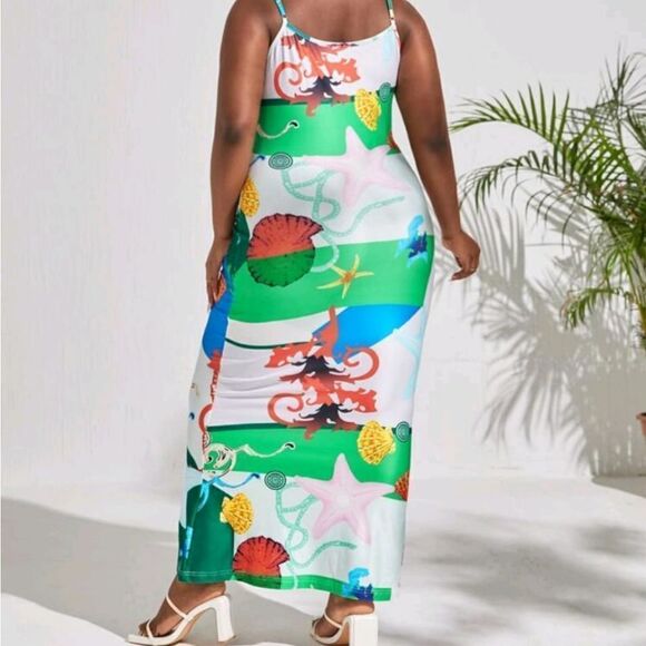 Colorful Abstract Maxi Dress 1X - Picture 3 of 4